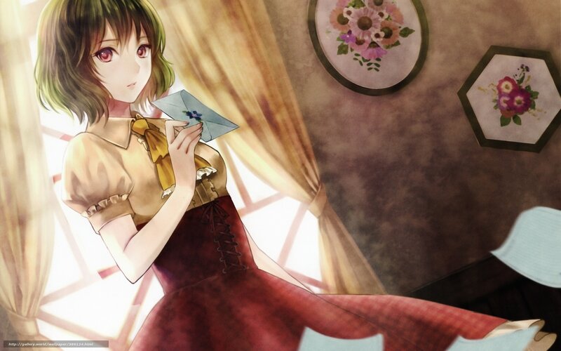 Anime Girl Holding Letter — Red, Serene