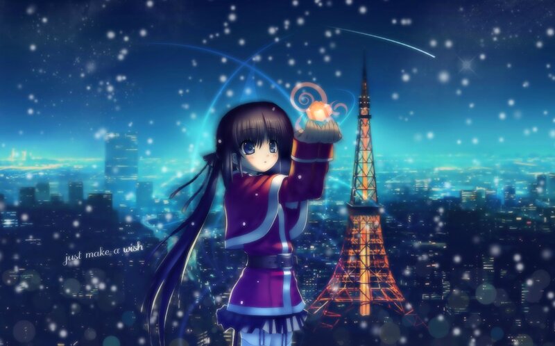 Anime Girl Holding Light — Blue, Dreamy