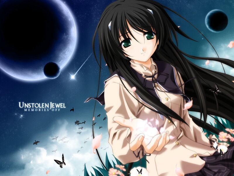 Anime Girl Holding Light — Blue