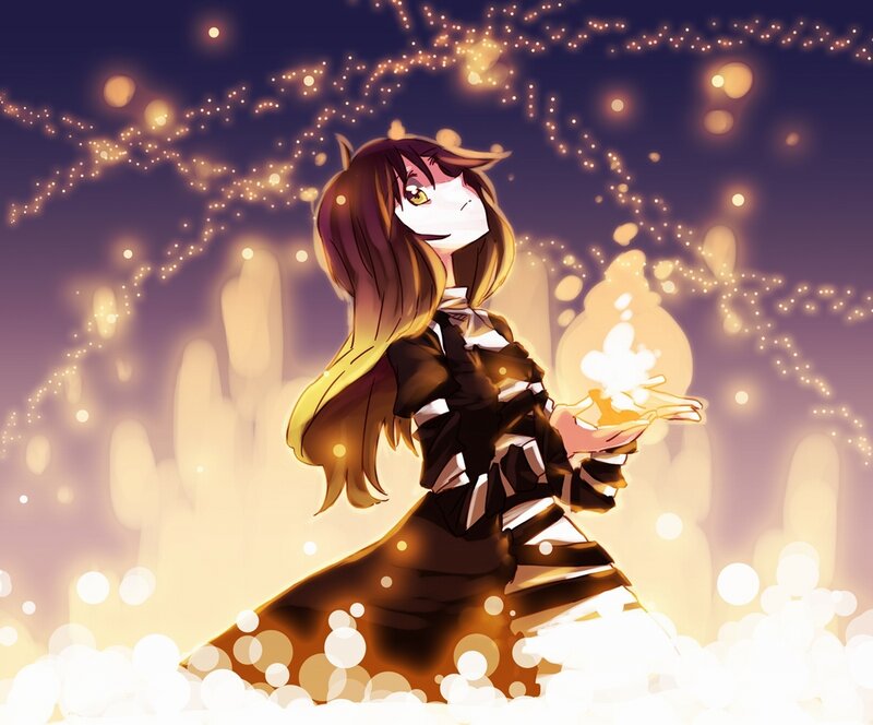 Anime Girl Holding Light — Purple