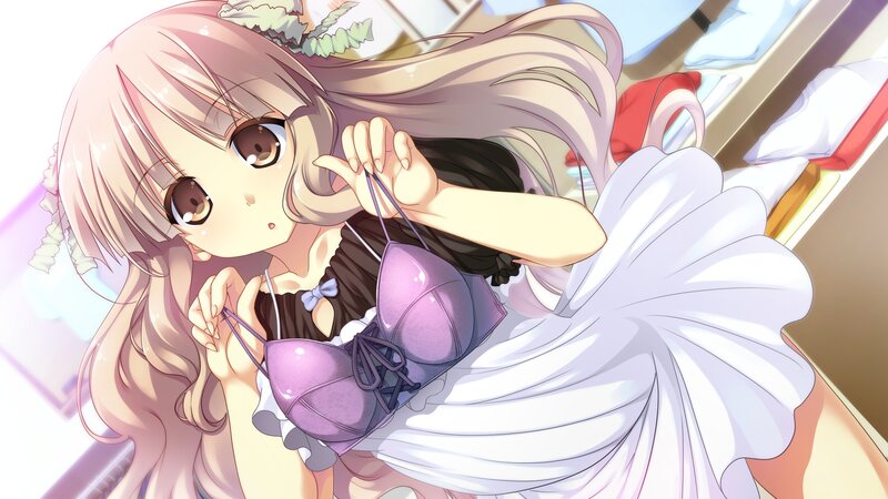 anime girl holding lingerie