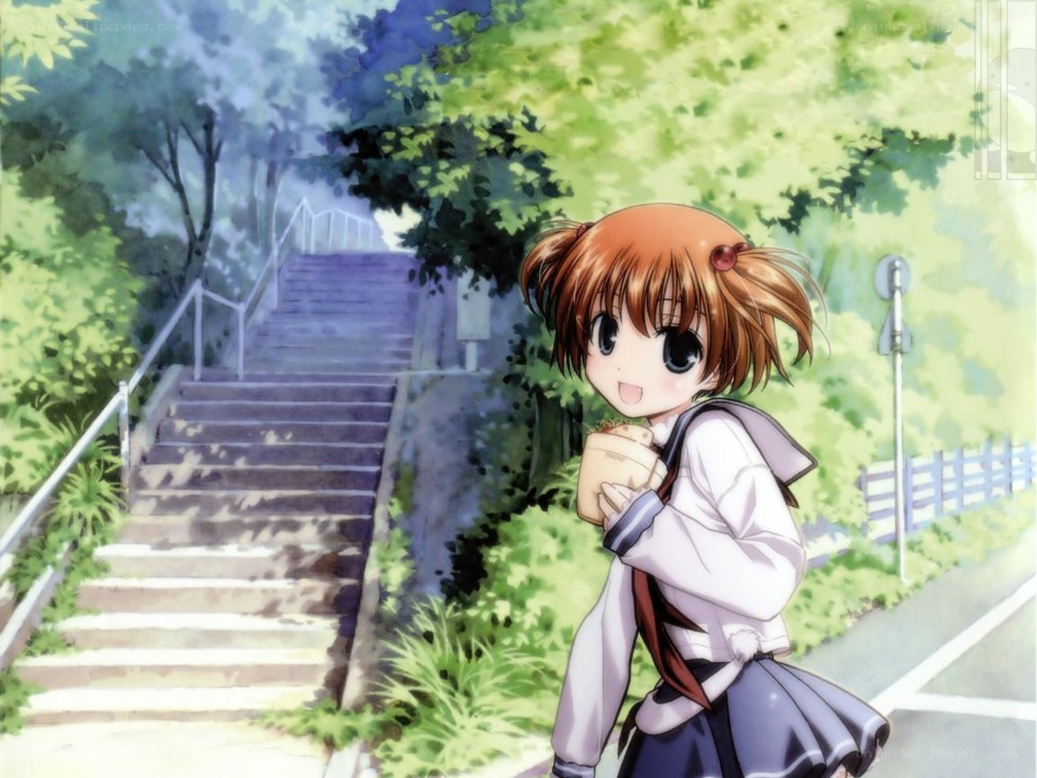 anime girl holding lunch