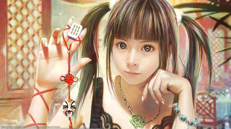 Anime Girl Holding Mahjong Tile