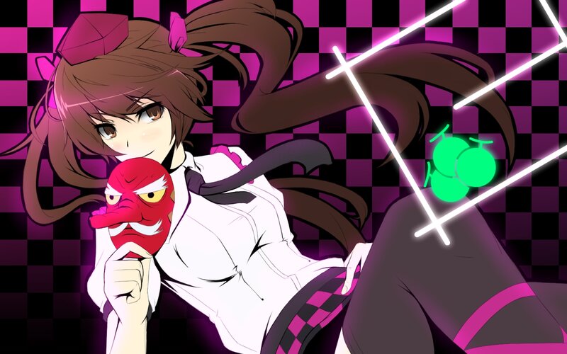 Anime Girl Holding Mask — Purple