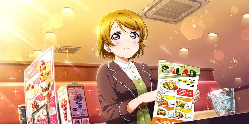 Anime Girl Holding Menu — Yellow