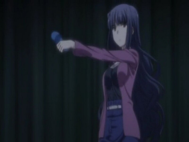 Anime Girl Holding Microphone — Purple