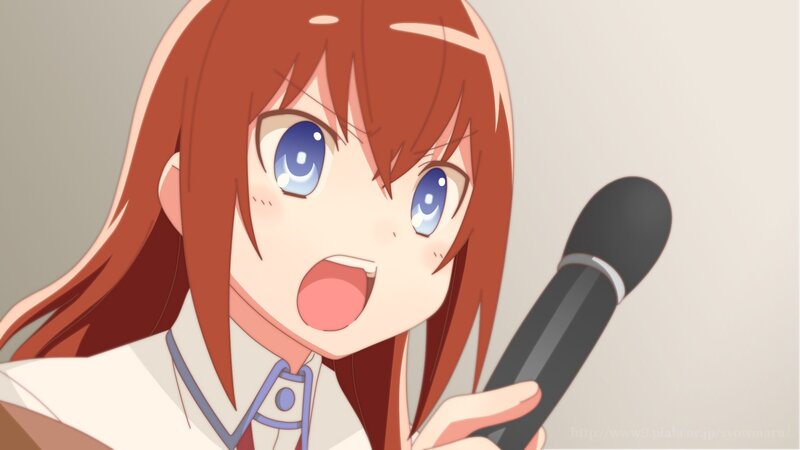 Anime Girl Holding Microphone — Red