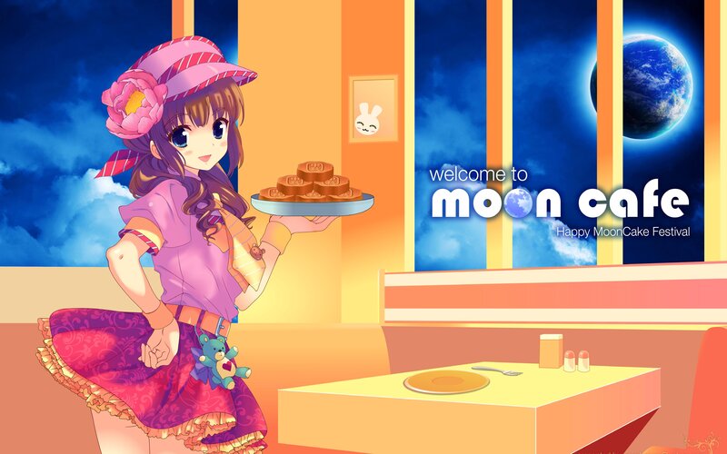 Anime Girl Holding Mooncakes
