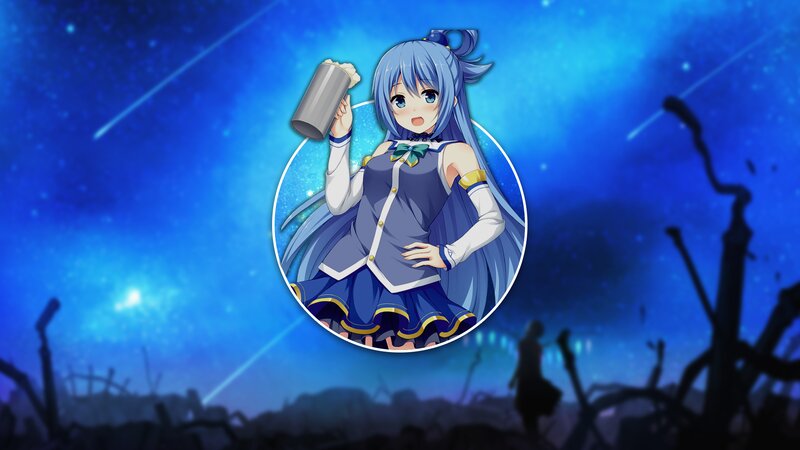 Anime Girl Holding Mug — Blue, Dramatic