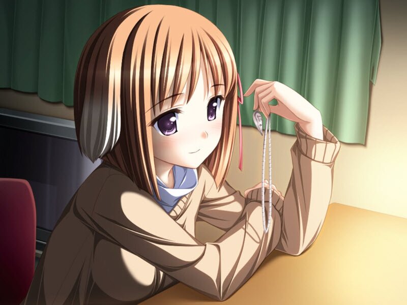 Anime Girl Holding Necklace