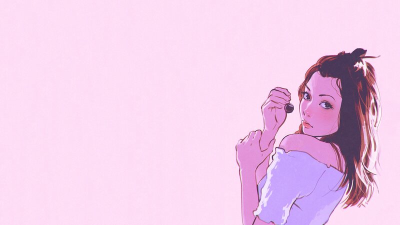 Anime Girl Holding Object — Pink