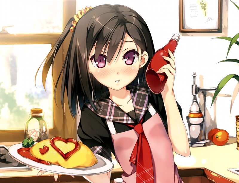 Anime Girl Holding Omelet
