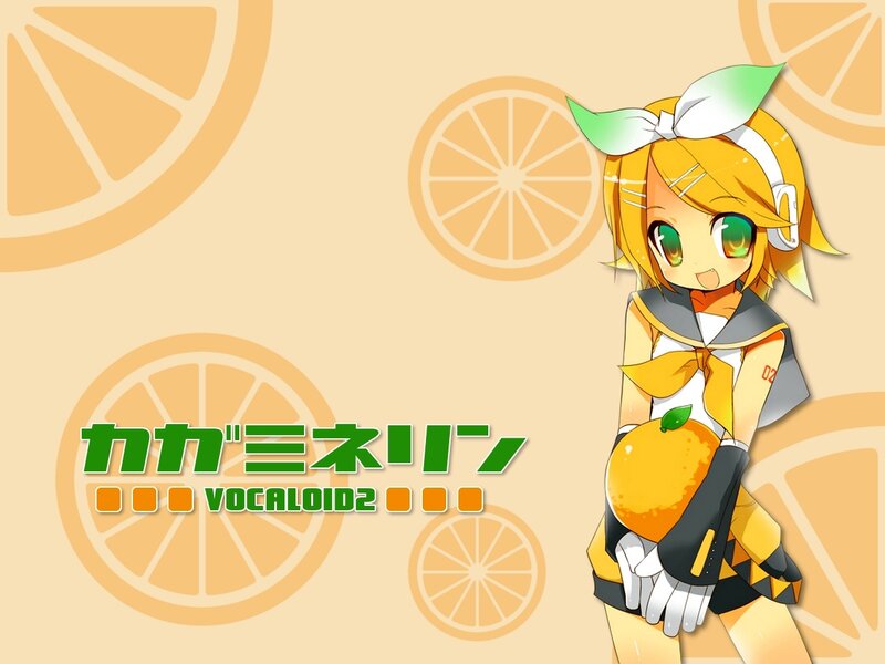 Anime Girl Holding Orange — Yellow