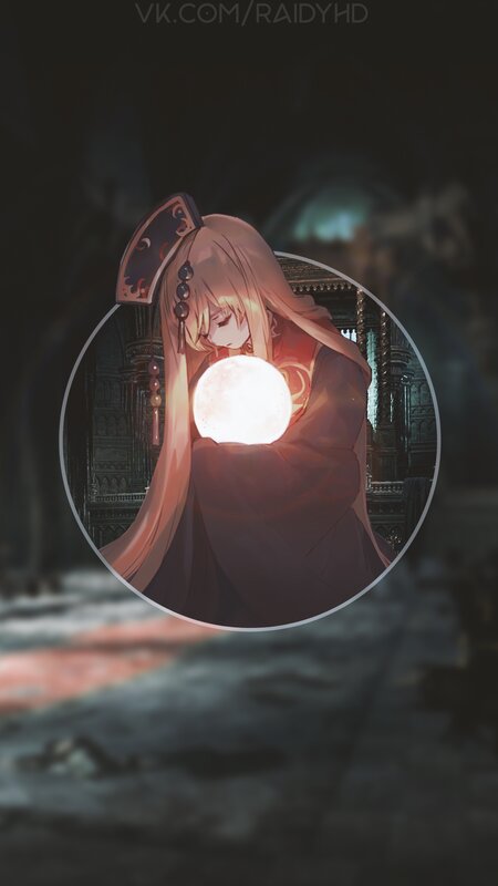 Anime Girl Holding Orb — Red, Dramatic, Night