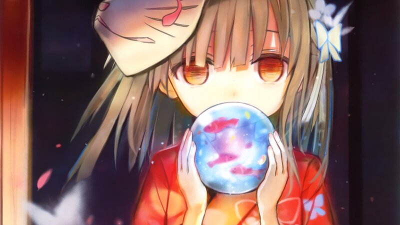 Anime Girl Holding Orb — Red