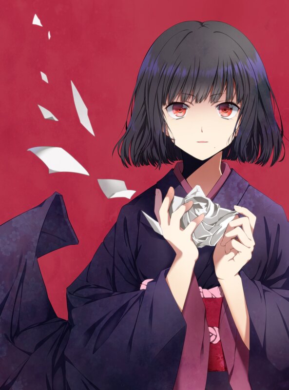 anime girl holding origami