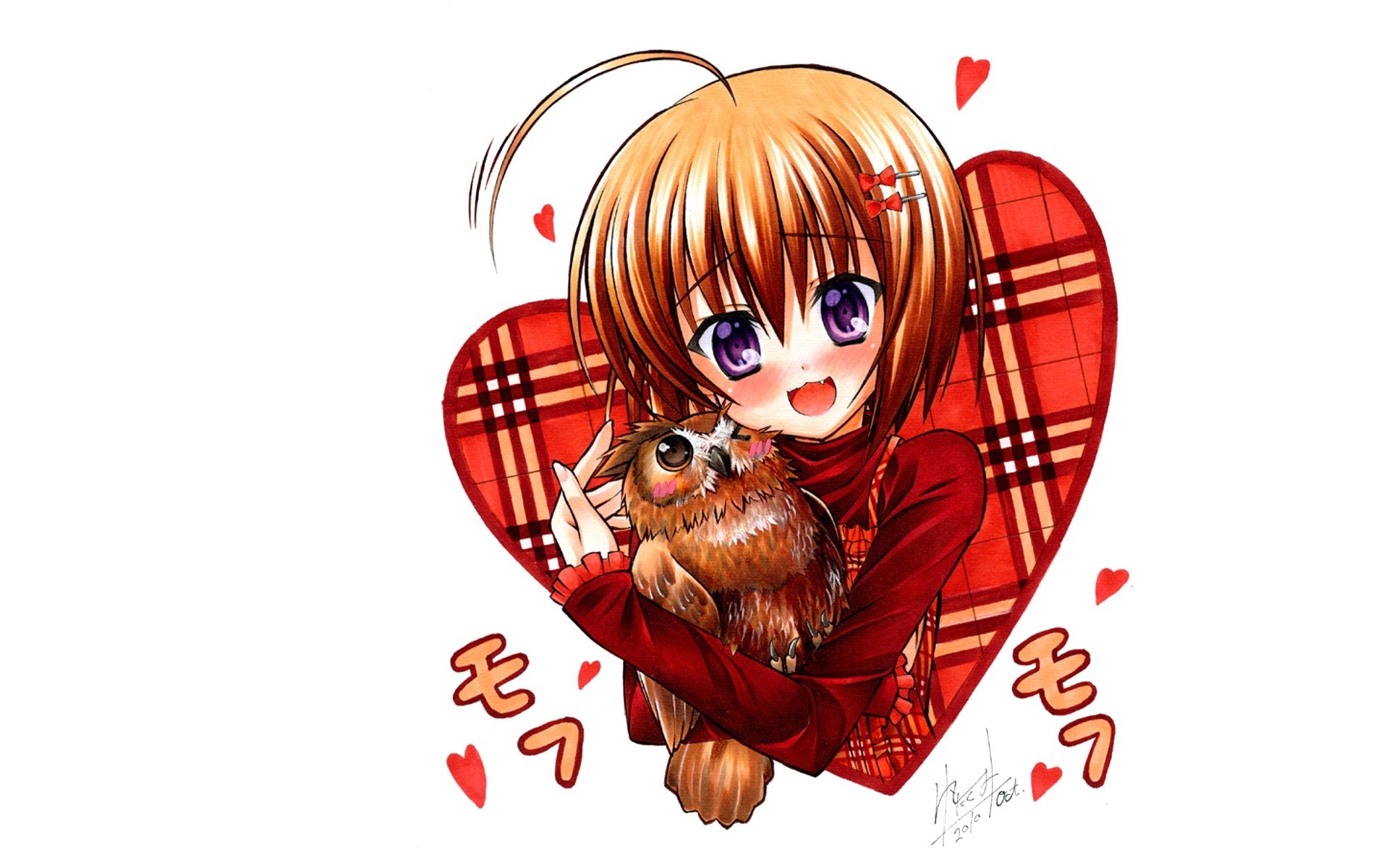 anime girl holding owl