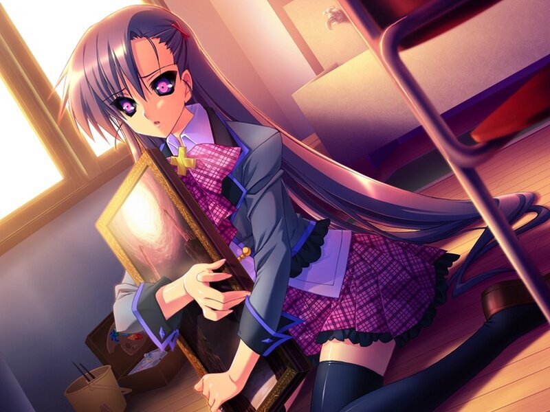 Anime Girl Holding Painting