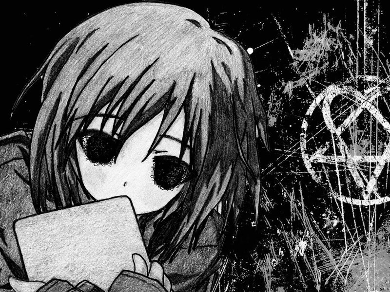 Anime Girl Holding Paper — Black