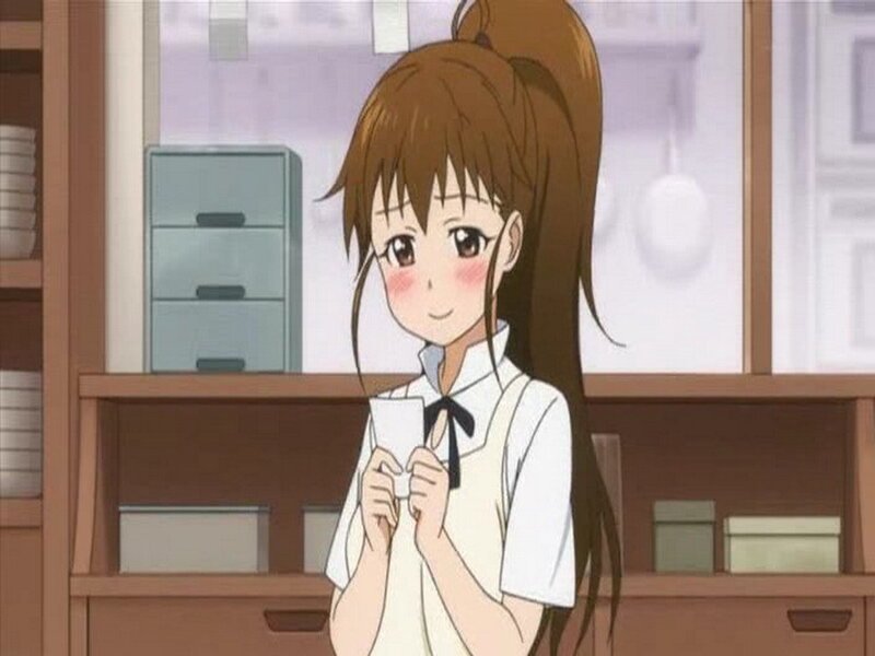 Anime Girl Holding Paper — Brown