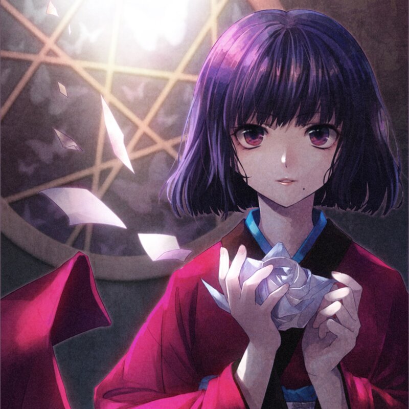 Anime Girl Holding Paper — Purple