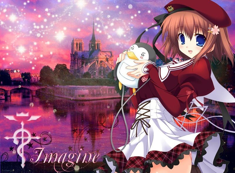 Anime Girl Holding Penguin