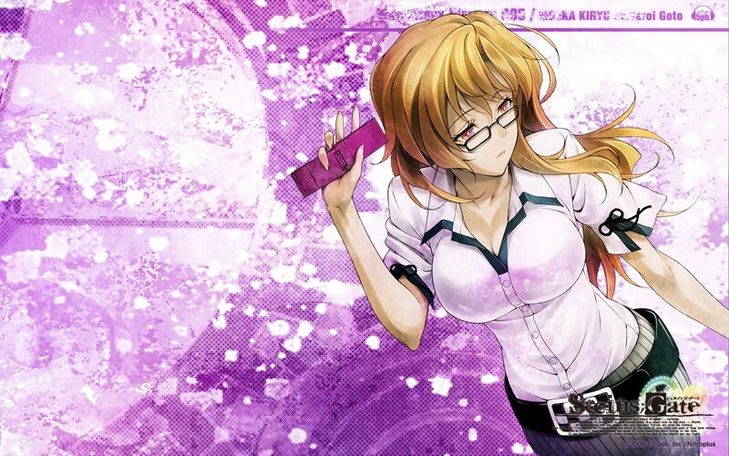 Anime Girl Holding Phone — Purple, Dynamic