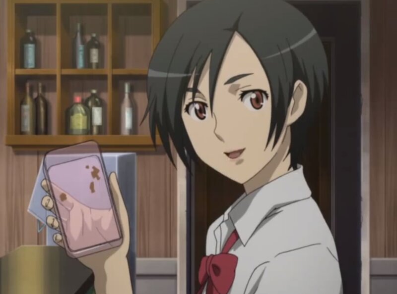 Anime Girl Holding Phone — White, Neutral