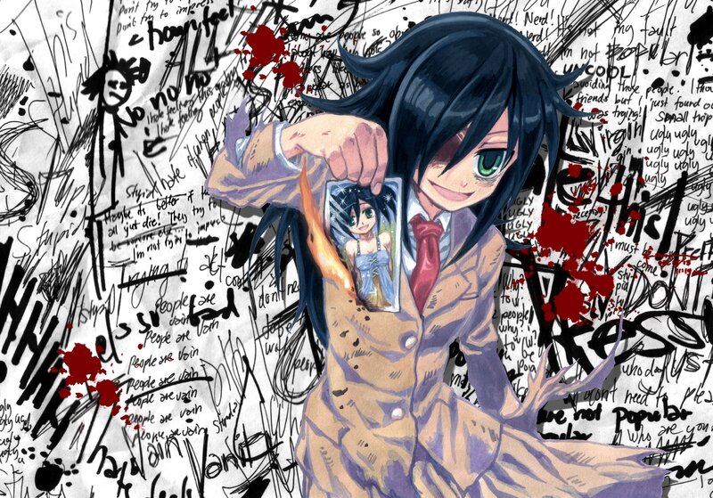 Anime Girl Holding Photo — Black