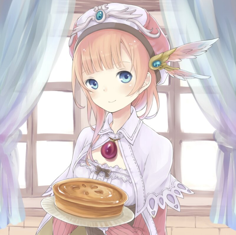 Anime Girl Holding Pie — White