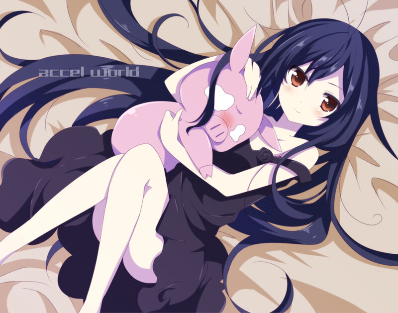 Anime Girl Holding Pig — Purple