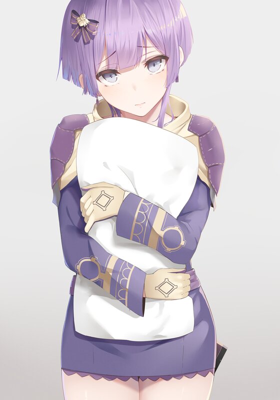 Anime Girl Holding Pillow — Purple