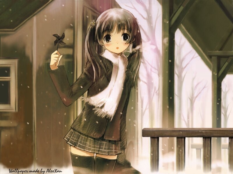 Anime Girl Holding Pinwheel