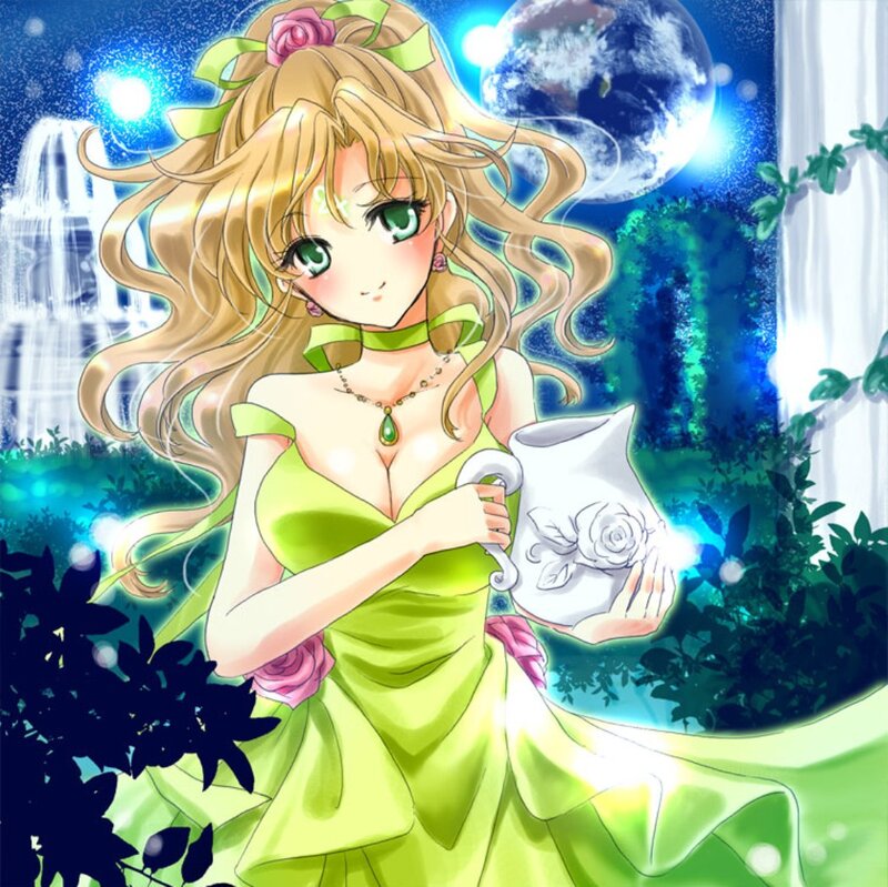 Anime Girl Holding Pitcher — Green