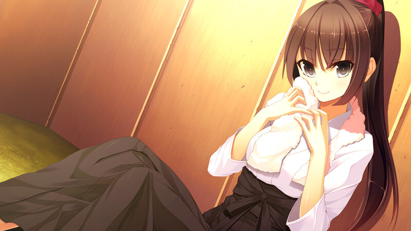 Anime Girl Holding Plush — Brown, Calm