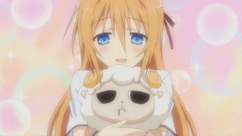 anime girl holding plush toy