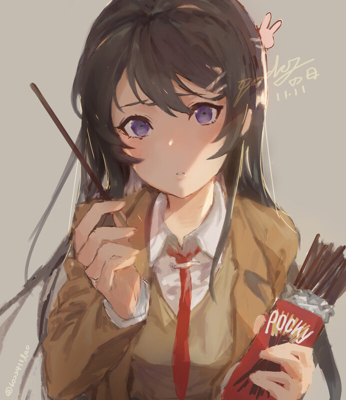 Anime Girl Holding Pocky