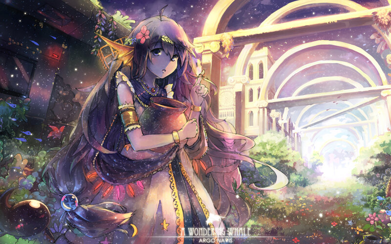 Anime Girl Holding Pot — Purple