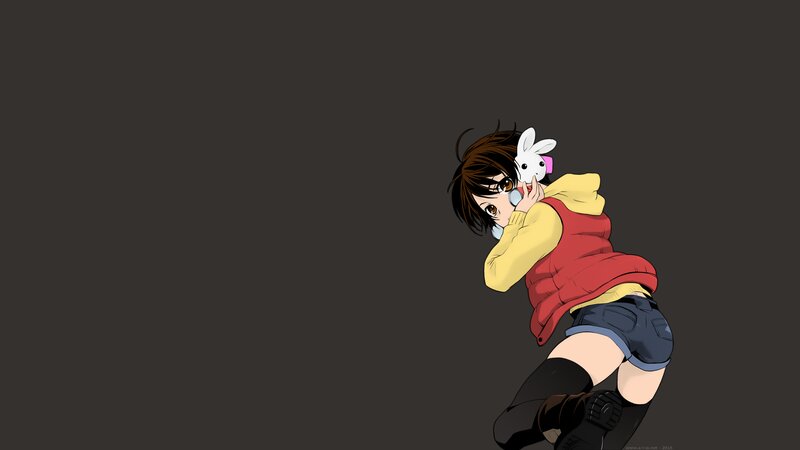 Anime Girl Holding Rabbit — Brown
