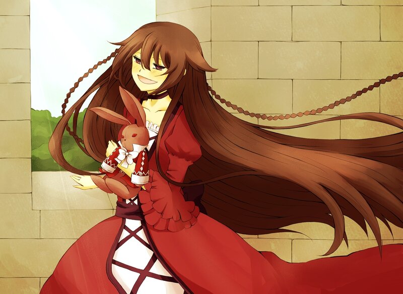 Anime Girl Holding Rabbit — Red