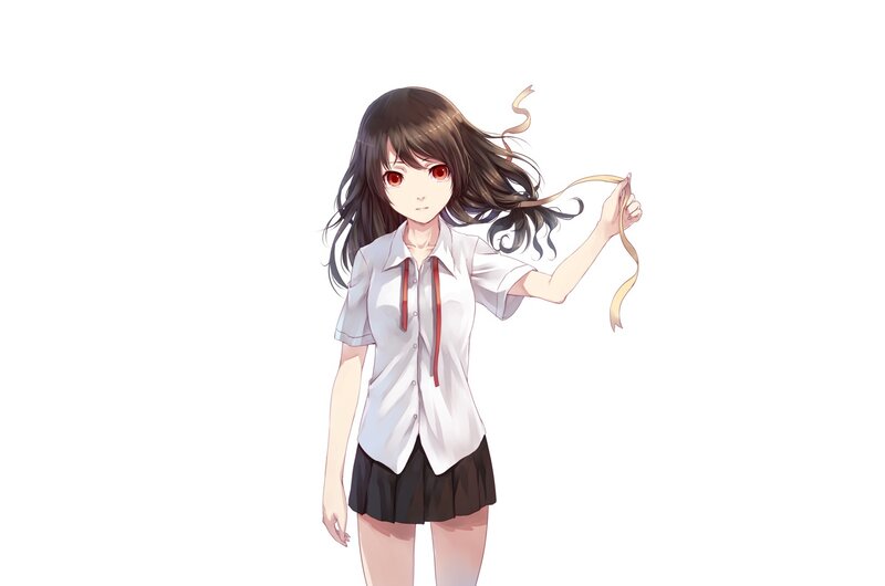 Anime Girl Holding Ribbon