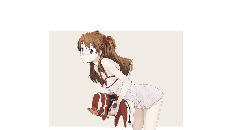 Anime Girl Holding Robot — Brown