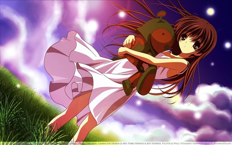 Anime Girl Holding Robot — Purple