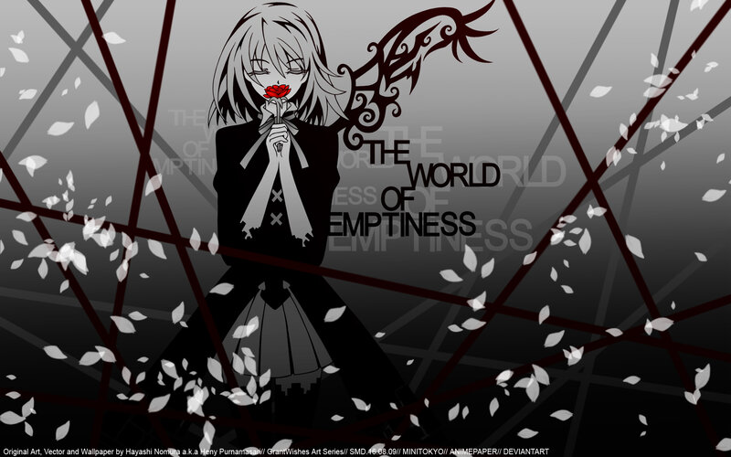Anime Girl Holding Rose — Black