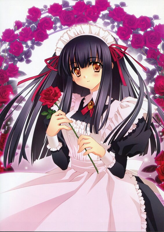 Anime Girl Holding Rose — Pink