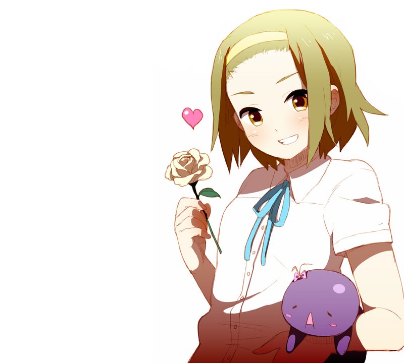 Anime Girl Holding Rose — White