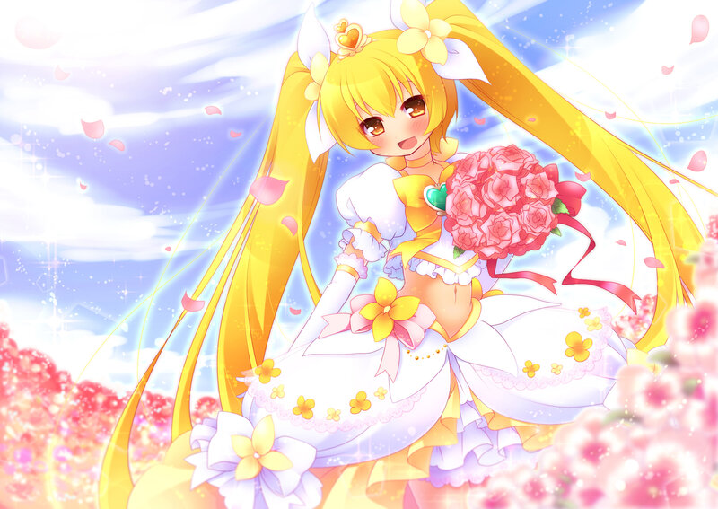 Anime Girl Holding Roses