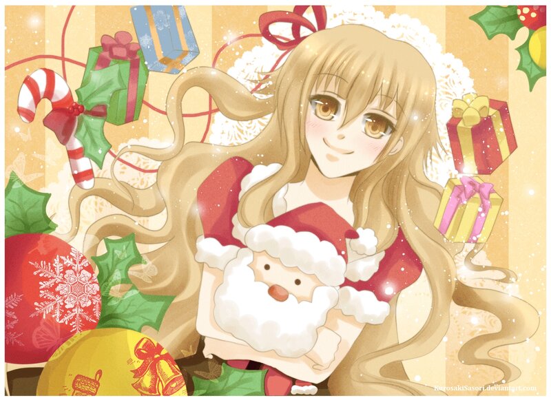 Anime Girl Holding Santa