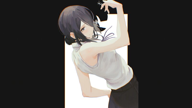 Anime Girl Holding Scissors — Black