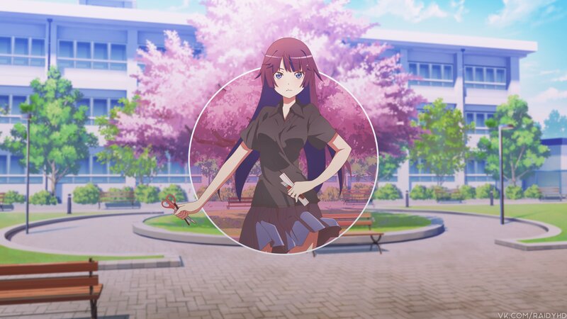 Anime Girl Holding Scissors — Pink